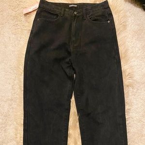 Black Straight Leg Split Detail jeans